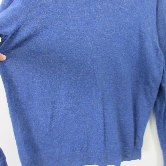 Nordstrom 100% Washable Merino Wool Sweater Men XL Blue 1/4 Zip Pullover 388 - Picture 8 of 13
